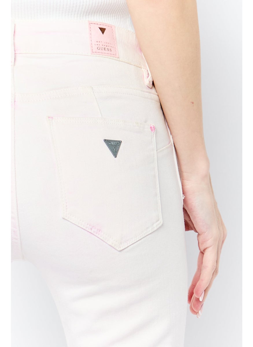 Women Regular Fit Mid Rise Straight Leg Stretchable Denim Jeans, Light Pink
