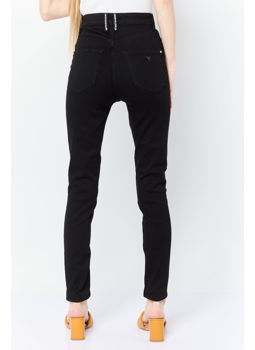 Women Skinny Fit Solid Denim Jeans, Black