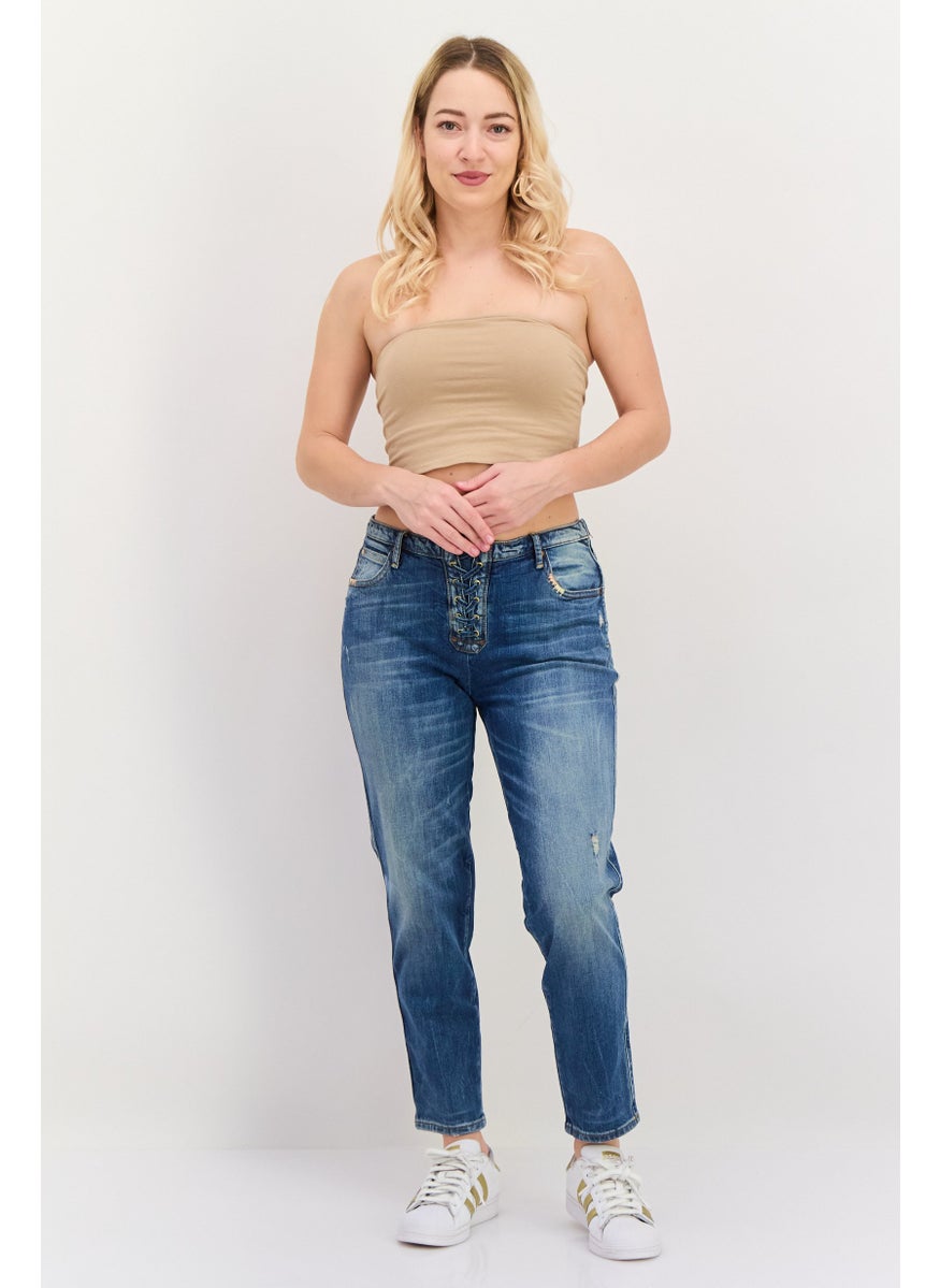Women Regular Fit Washed Stretchable Jeans, Blue