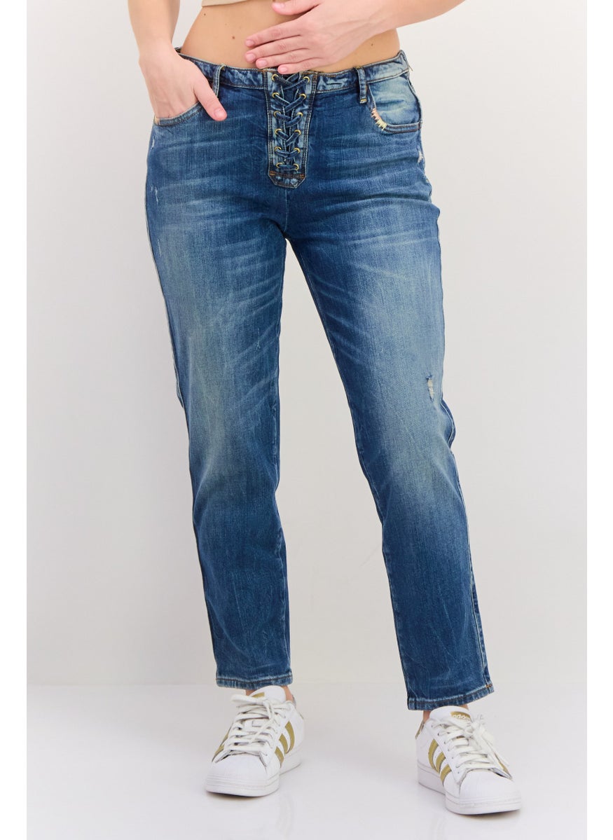 Women Regular Fit Washed Stretchable Jeans, Blue
