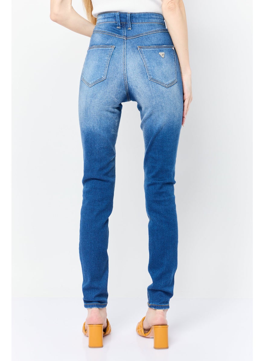 Women Skinny  High Rise Washed Denim Jeans, Blue