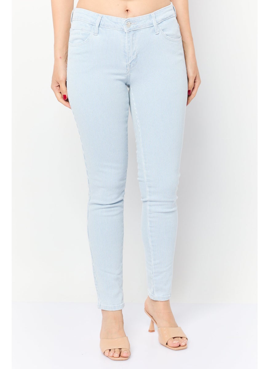 Women Regular Fit High Rise Straight Stretchable Jeans, Light Blue