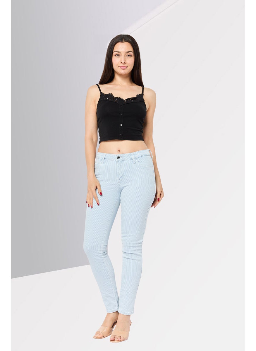 Women Regular Fit High Rise Straight Stretchable Jeans, Light Blue