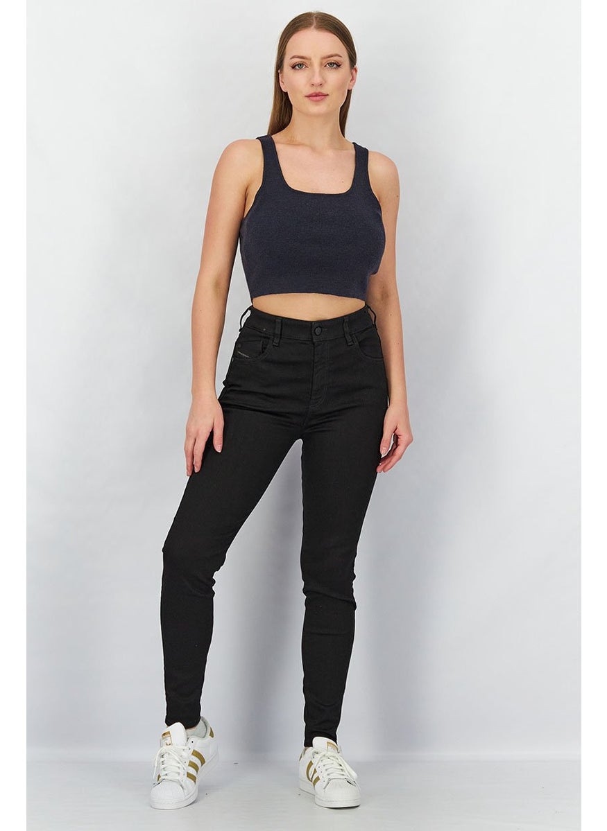 Women Slandy High Super Skinny Fit Plain Stretchable Jeans, Black