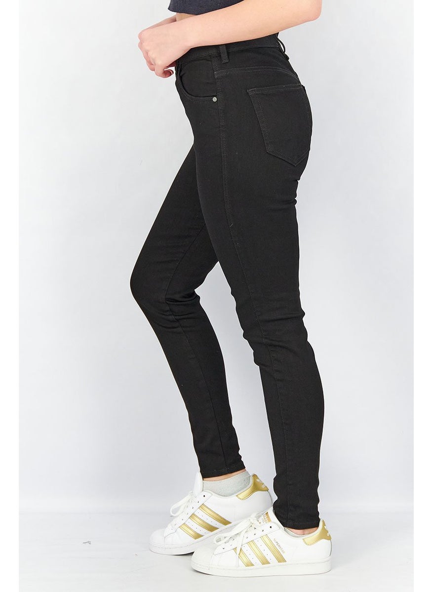 Women Slandy High Super Skinny Fit Plain Stretchable Jeans, Black