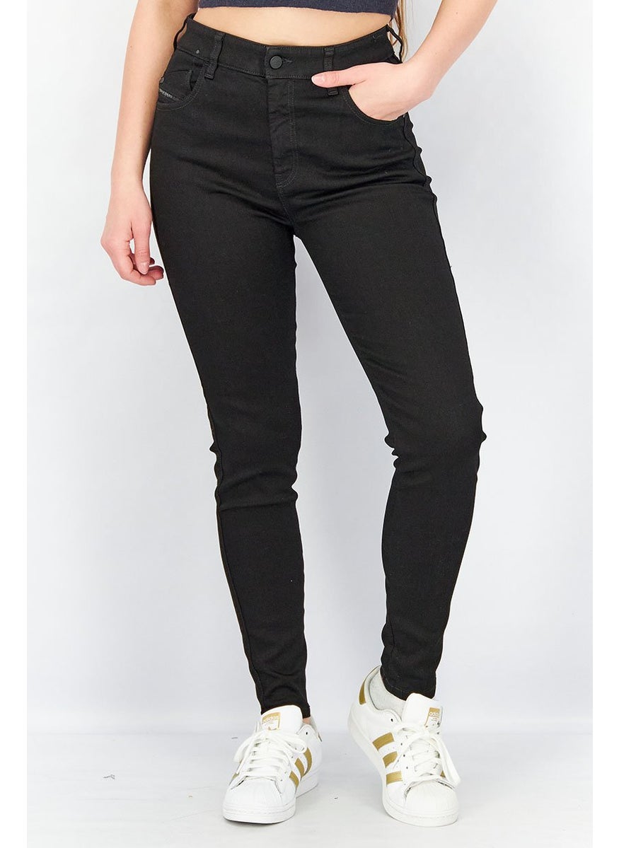 Women Slandy High Super Skinny Fit Plain Stretchable Jeans, Black