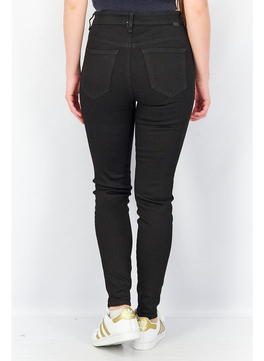 Women Slandy High Super Skinny Fit Plain Stretchable Jeans, Black