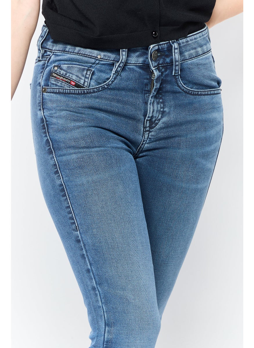 Women Slim Fit Washed Stretchable Jeans, Medium Wash
