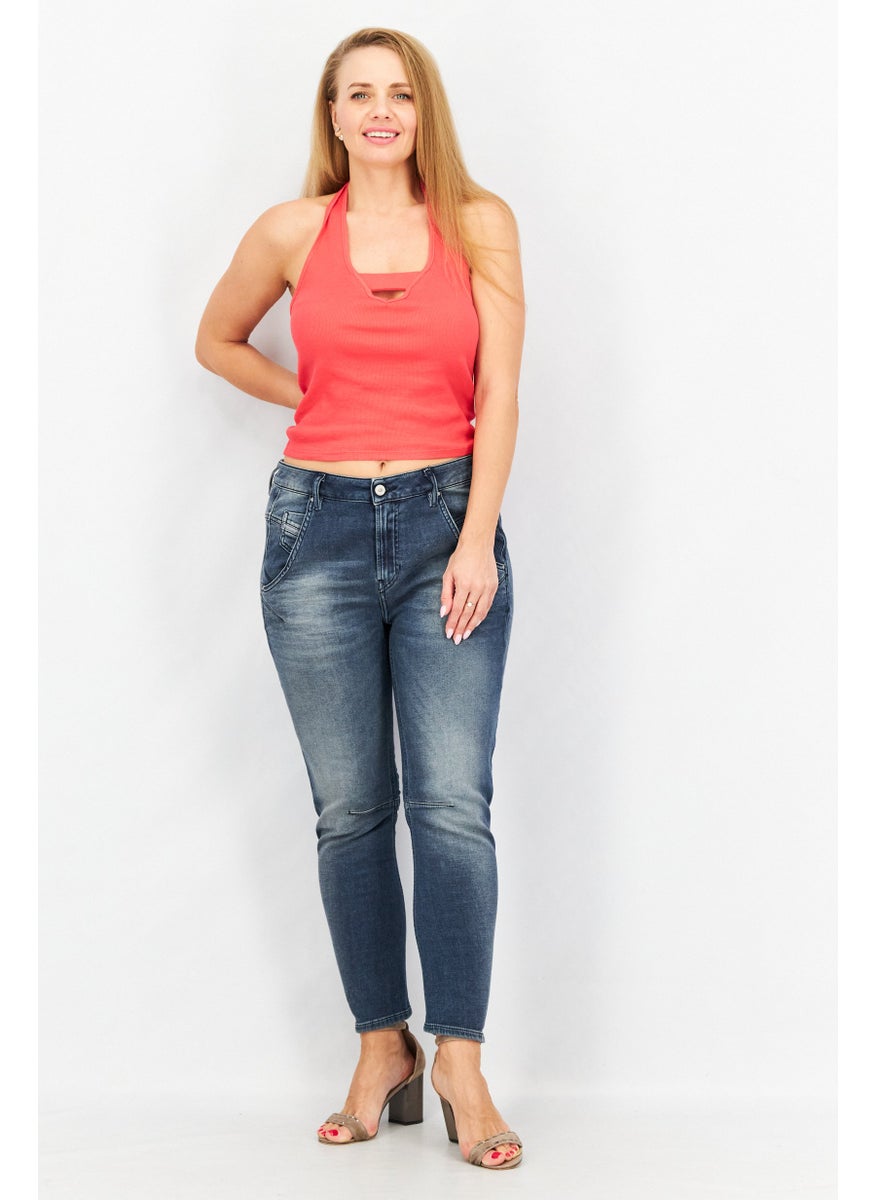 Women Regular Fit Washed Fayza Denim Jeans, Wash Navy