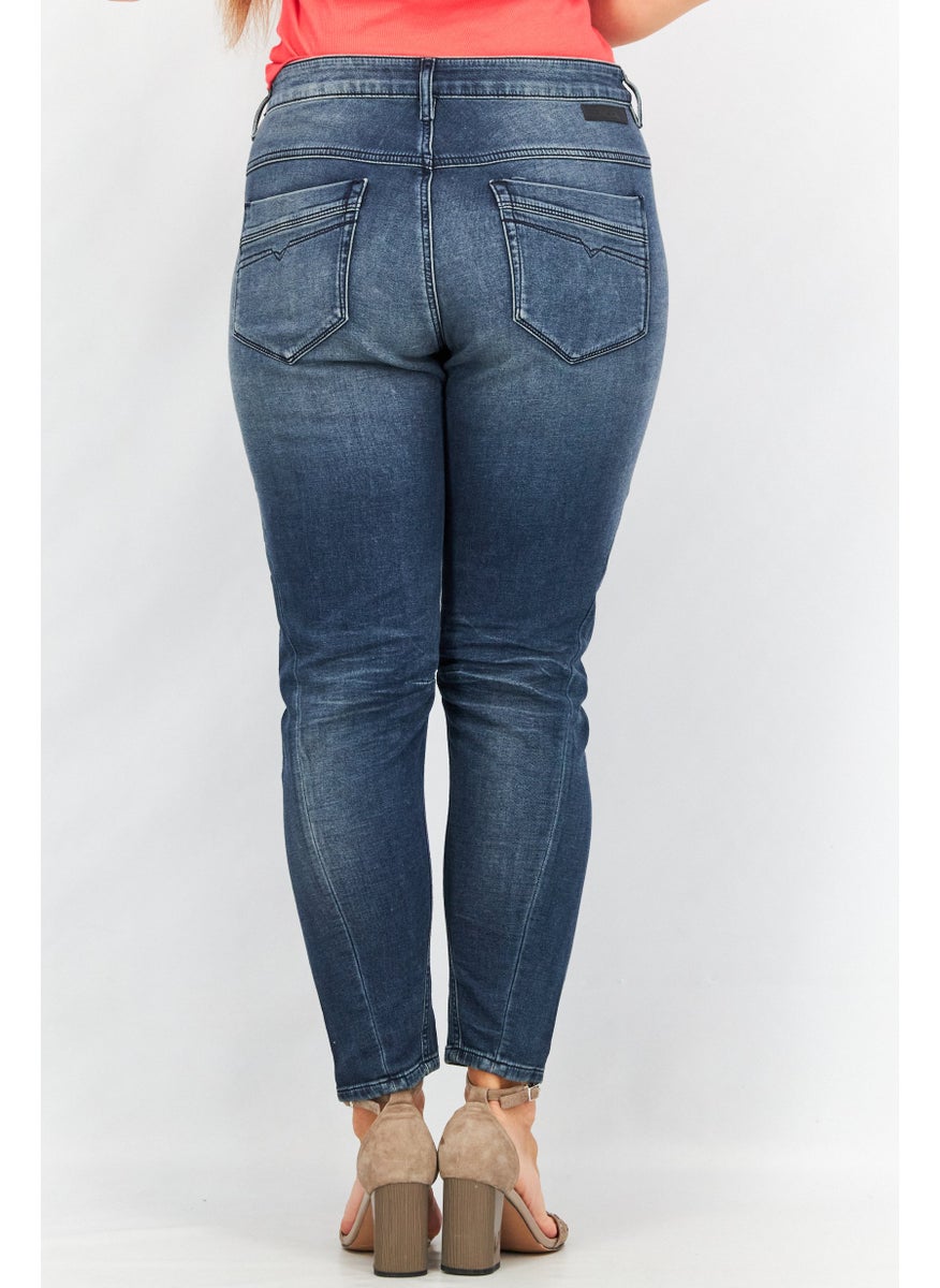 Women Regular Fit Washed Fayza Denim Jeans, Wash Navy