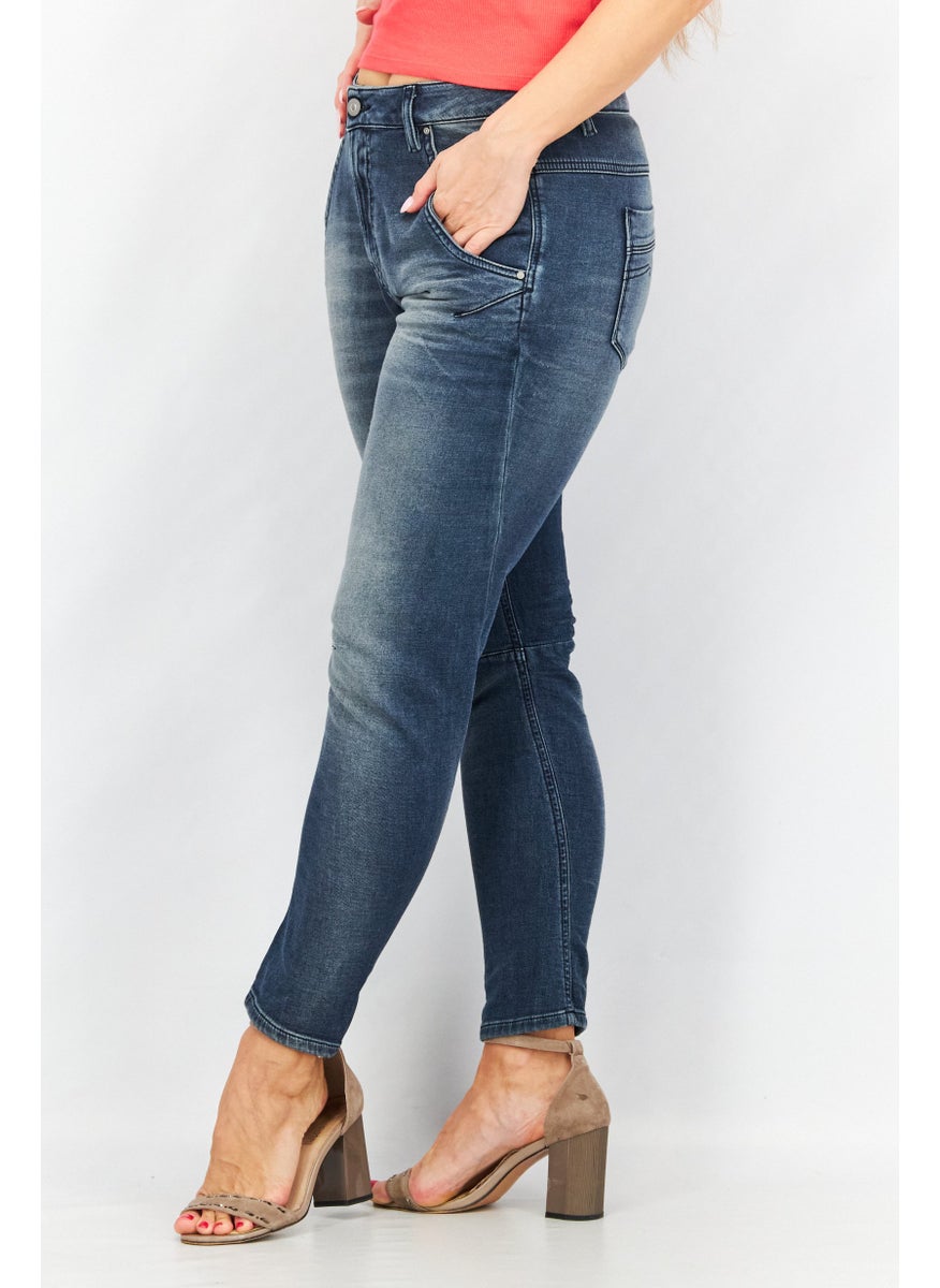 Women Regular Fit Washed Fayza Denim Jeans, Wash Navy
