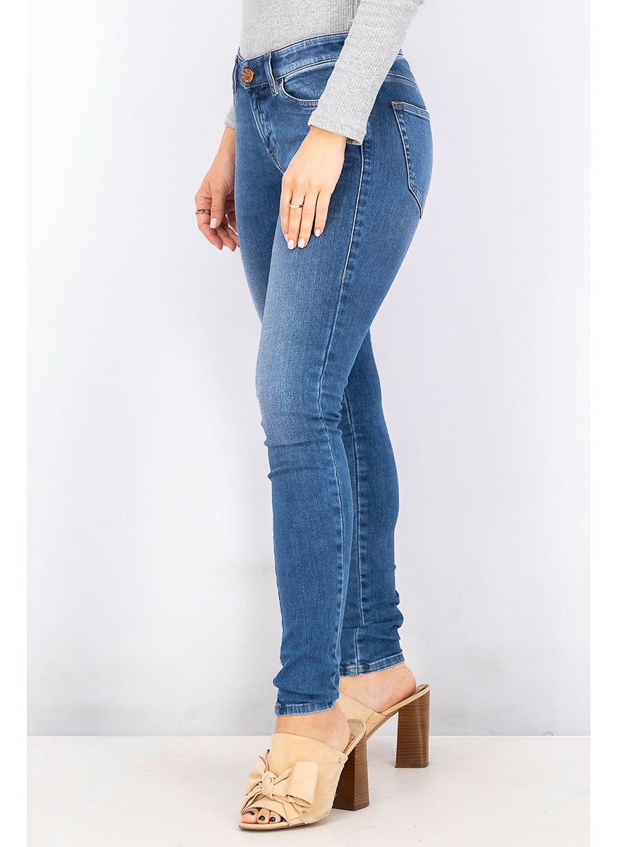 Women High Waist Slandy Super Slim Skinny Jeans, Blue Wash
