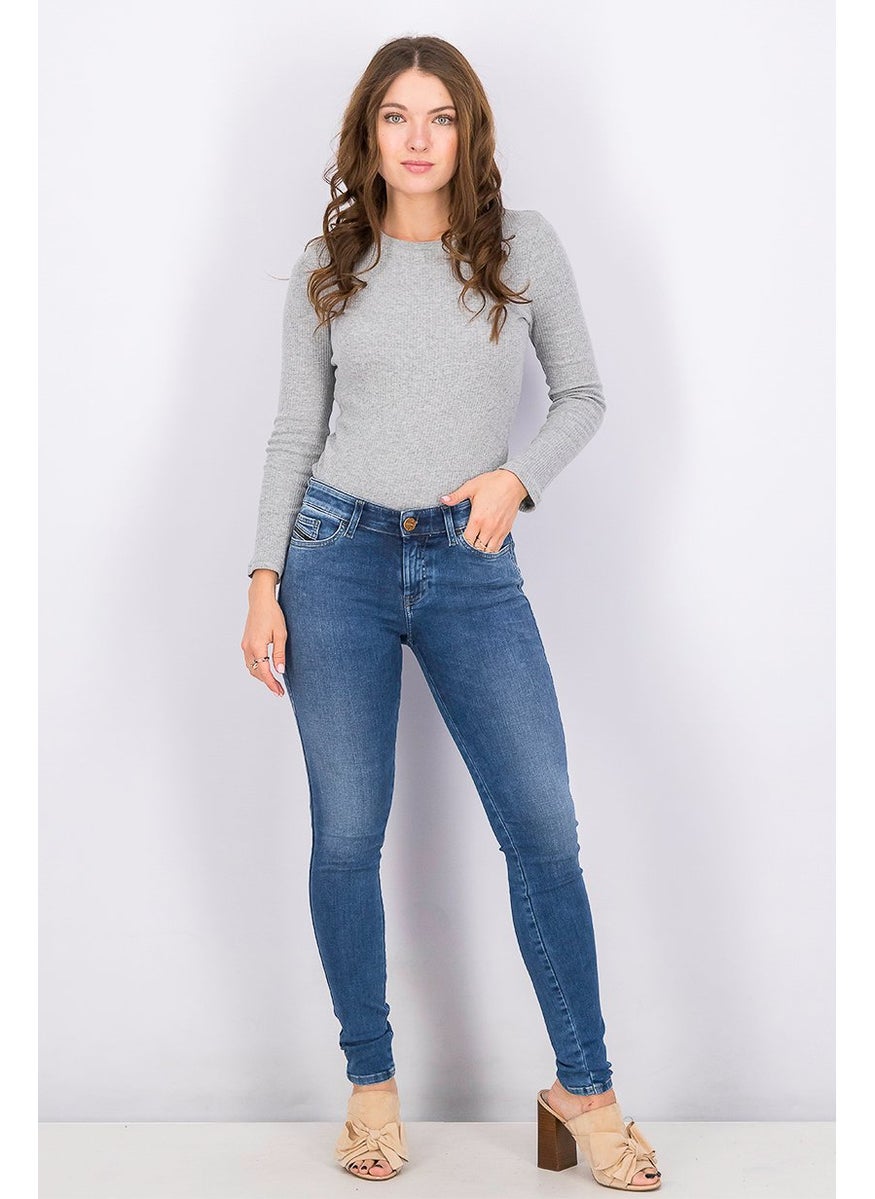 Women High Waist Slandy Super Slim Skinny Jeans, Blue Wash