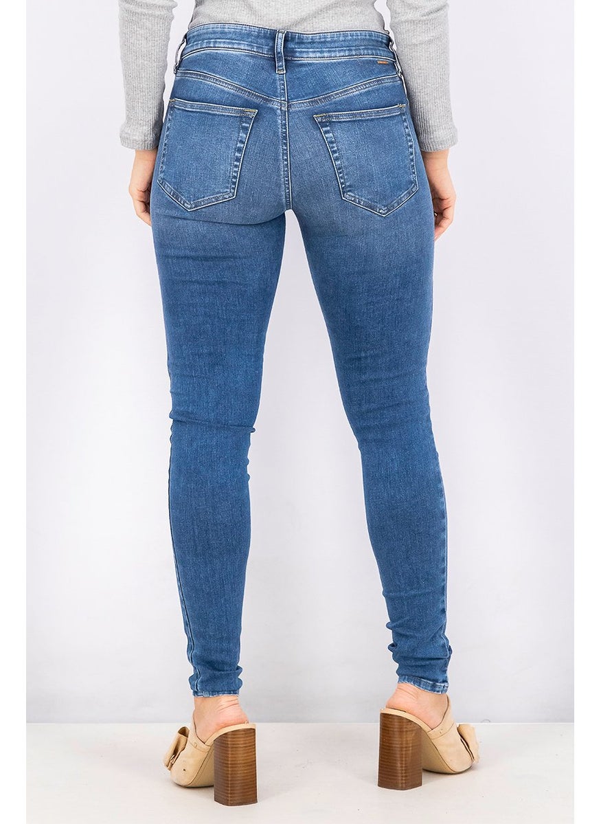 Women High Waist Slandy Super Slim Skinny Jeans, Blue Wash