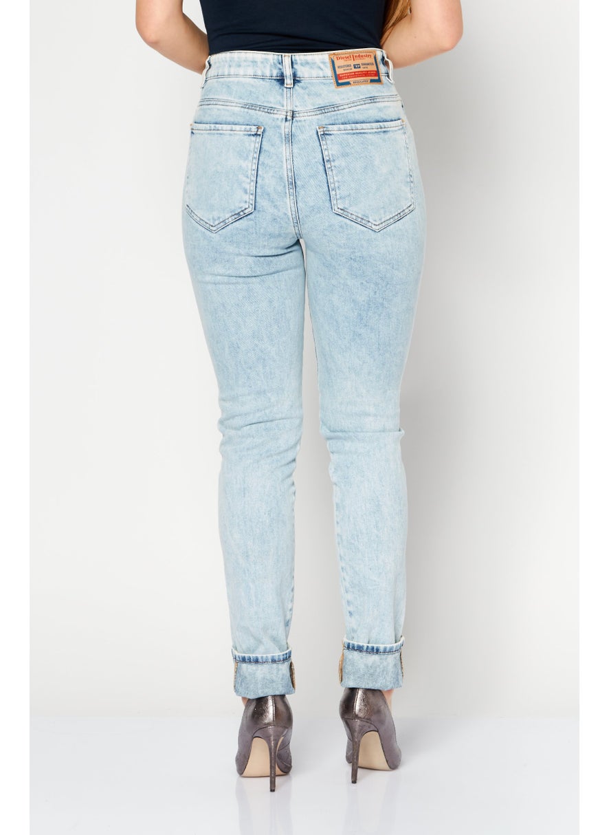 Women Slim Fit Hight Waist Straight Leg Washed Stretchable Denim, Blue