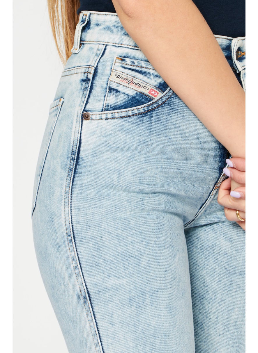 Women Slim Fit Hight Waist Straight Leg Washed Stretchable Denim, Blue