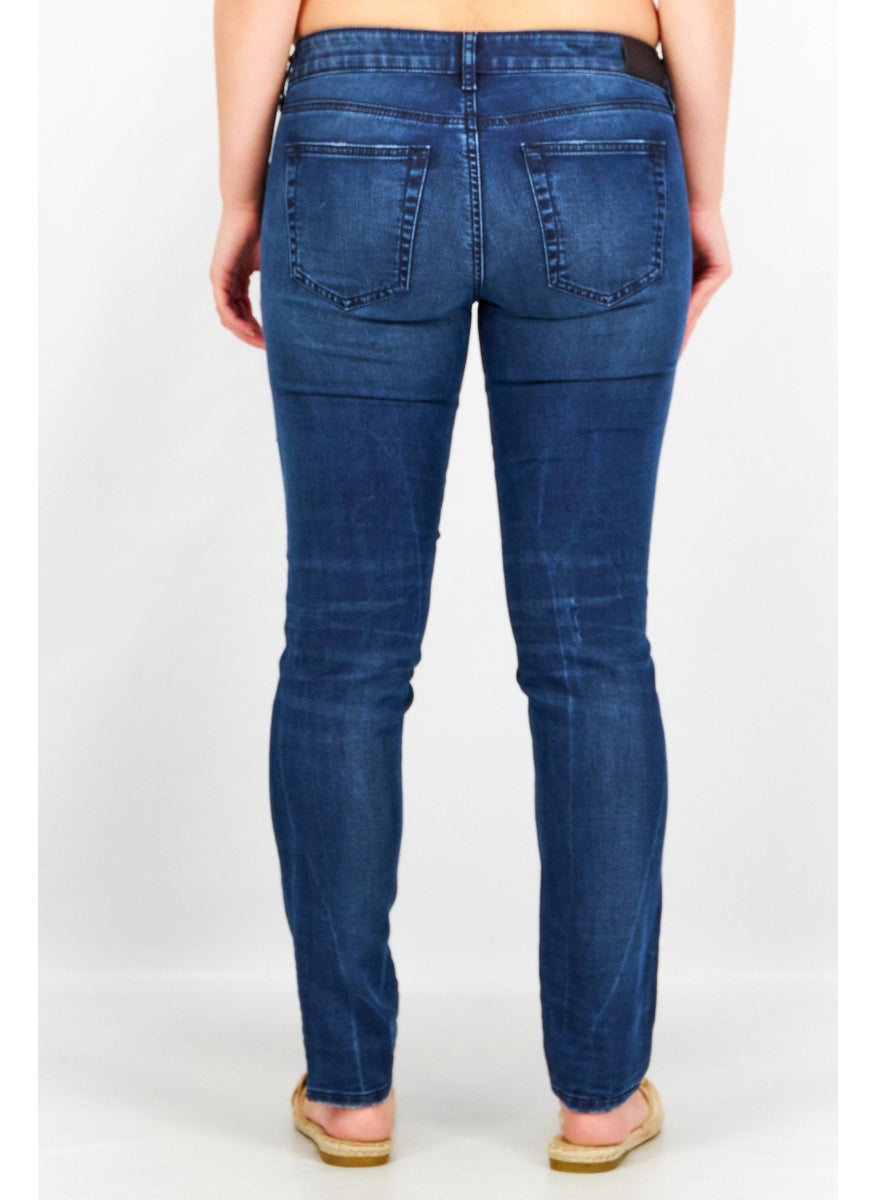 Women Slim Fit  Washed Denim Jeans, Blue