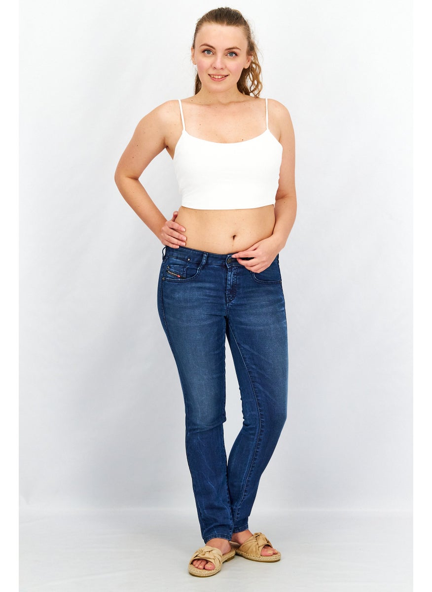 Women Slim Fit  Washed Denim Jeans, Blue