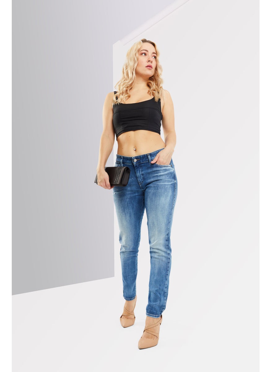 Women Skinny Fit Washed Stretchable Denim, Blue