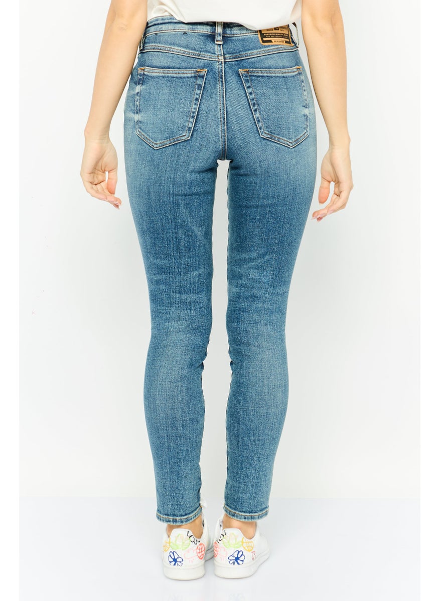 Women Skinny Fit 2015 Babhila Washed Stretchable Jeans, Blue