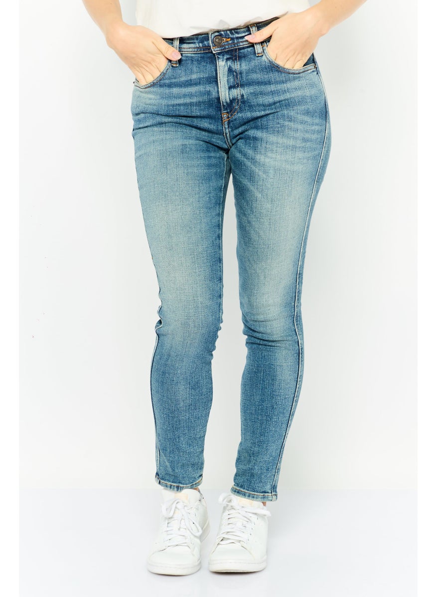 Women Skinny Fit 2015 Babhila Washed Stretchable Jeans, Blue