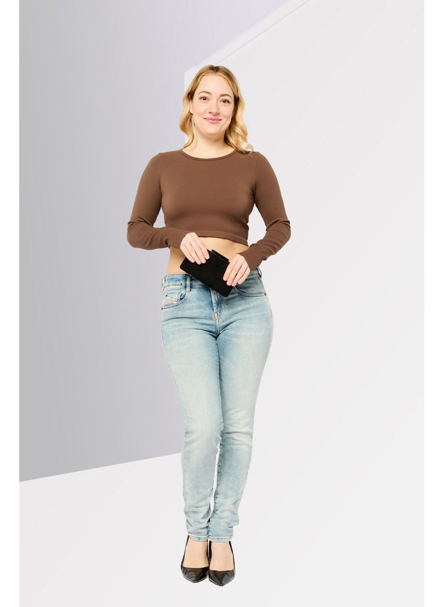 Women  D-Ollies Slim Fit Stretchable Washed Jeans, Blue