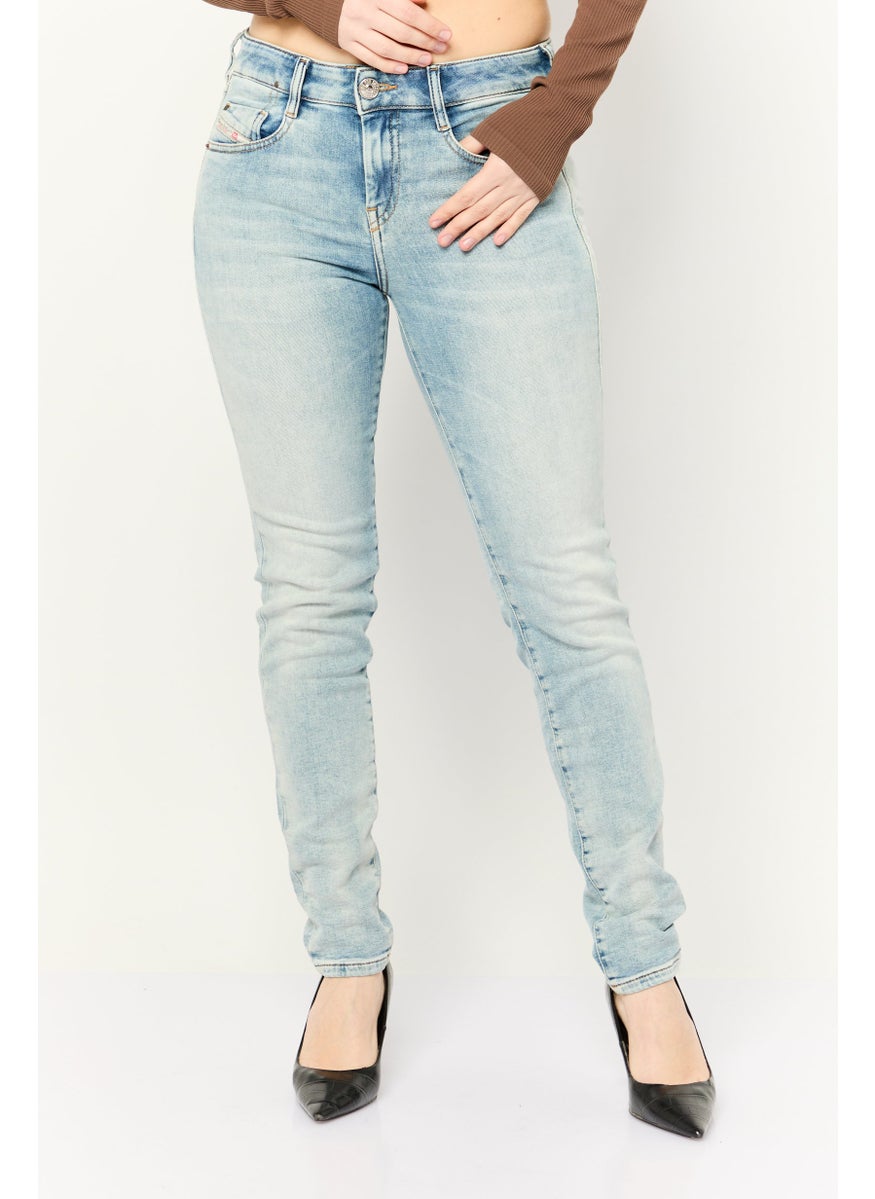 Women  D-Ollies Slim Fit Stretchable Washed Jeans, Blue