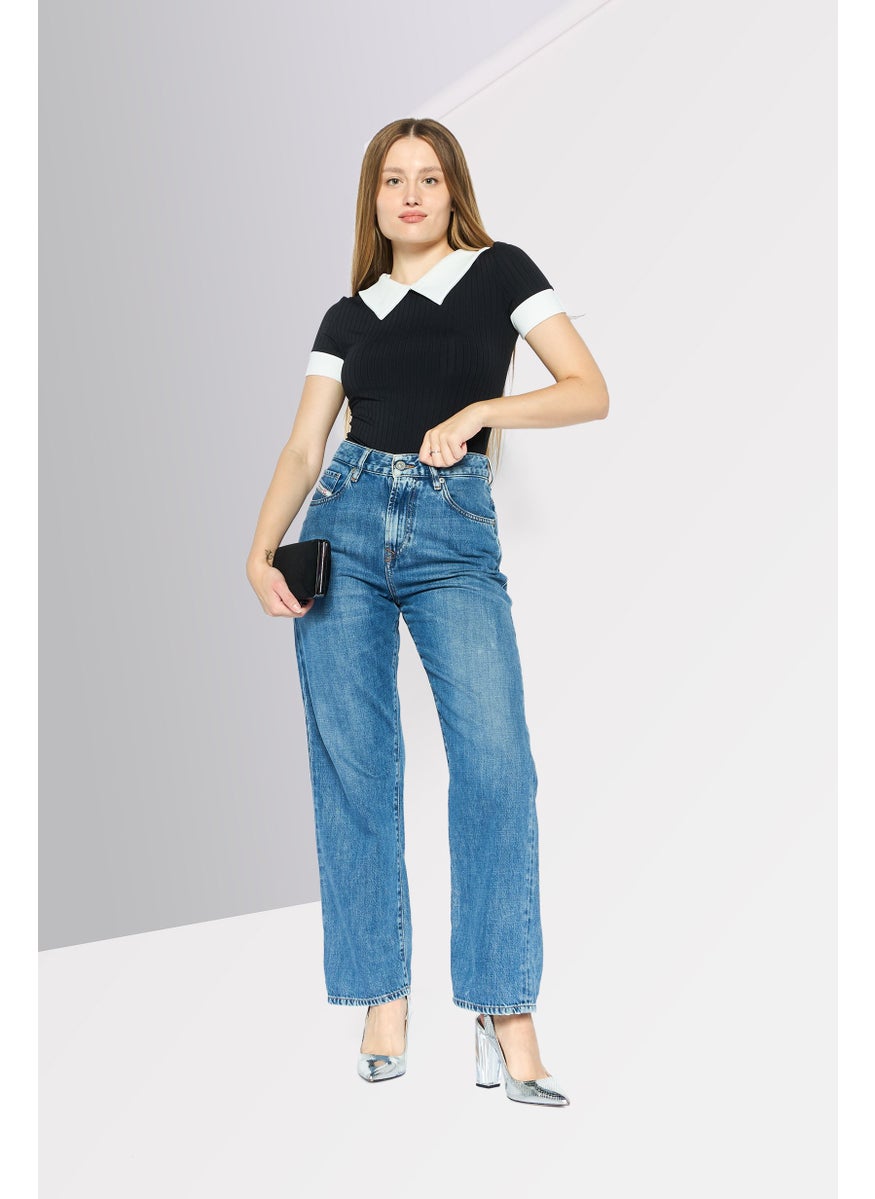 Women Loose Fit Wash Stretchable Jeans, Blue