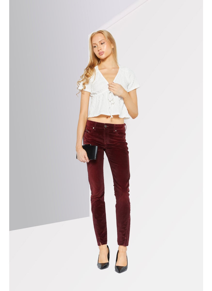 Women Slim Fit Plain Stretchable Jeans, Red