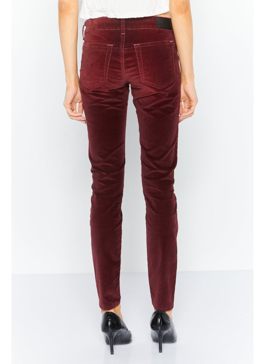 Women Slim Fit Plain Stretchable Jeans, Red