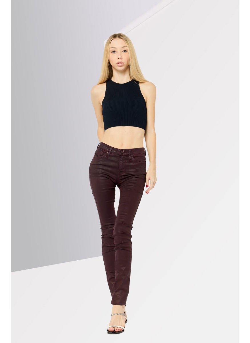 Women Skinzee Slim Fit Skinny Leg Stretch Jeans, Burgundy