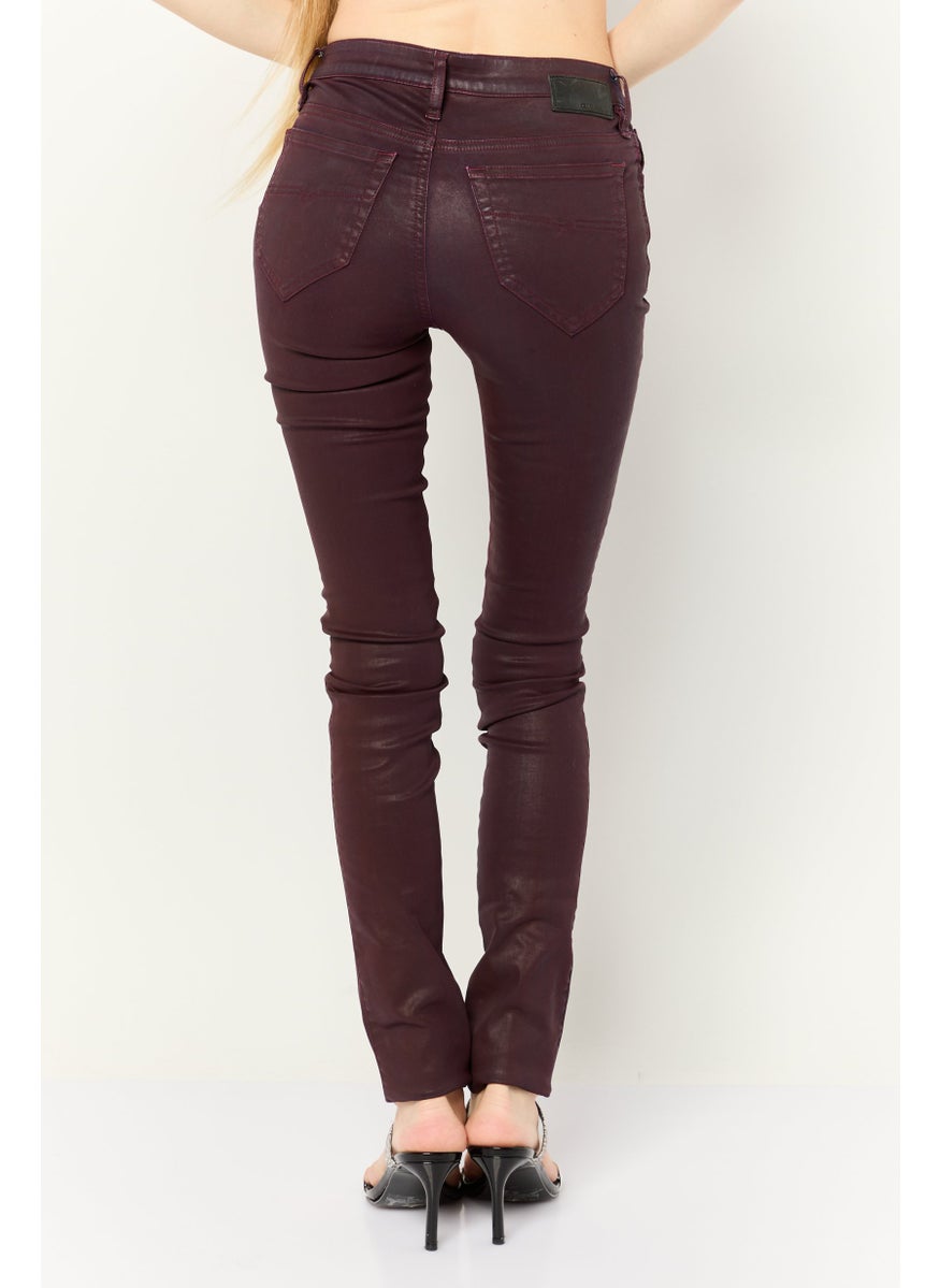 Women Skinzee Slim Fit Skinny Leg Stretch Jeans, Burgundy