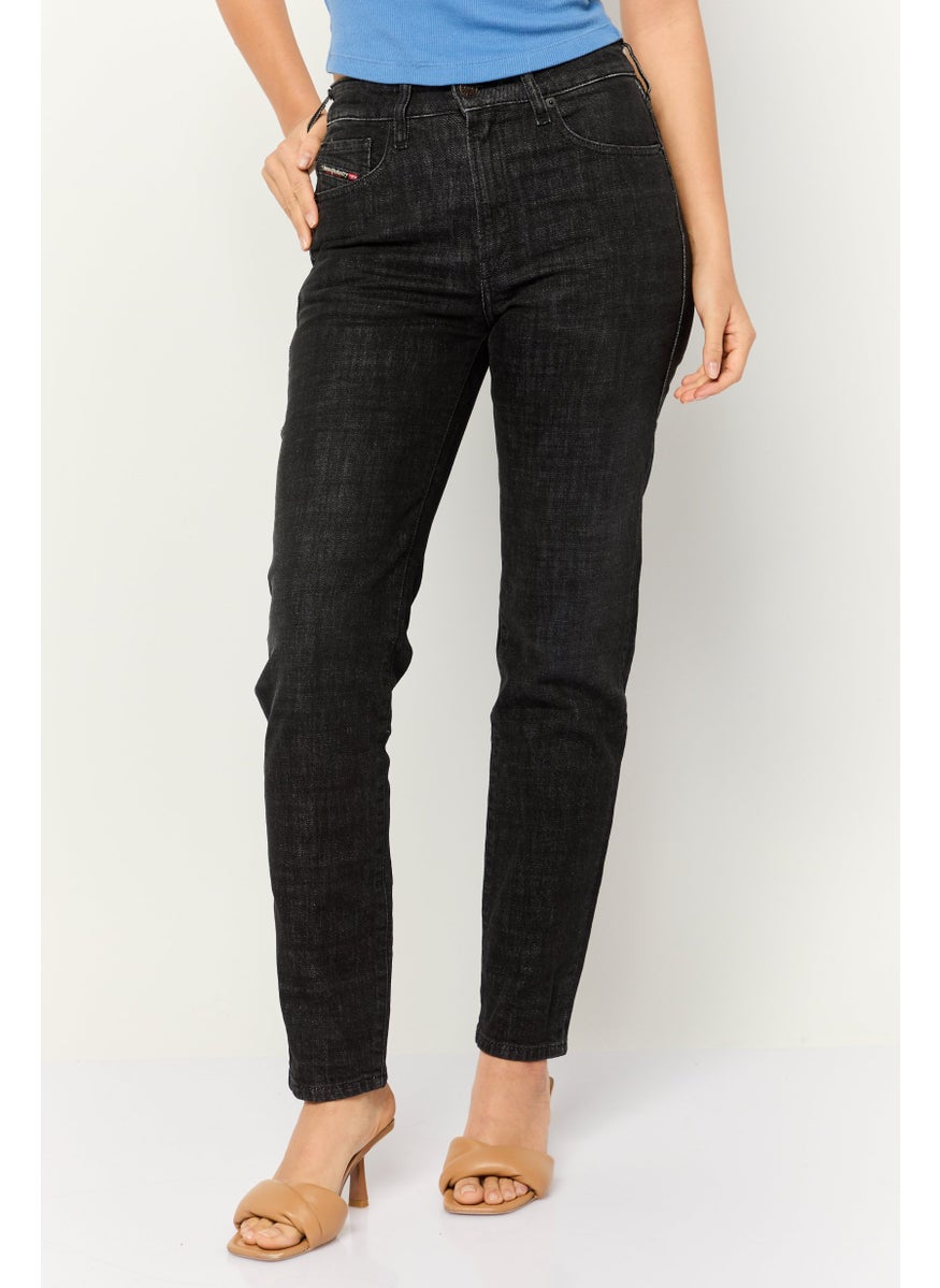 Women Slim Fit Washed  Denim Jeans, Black