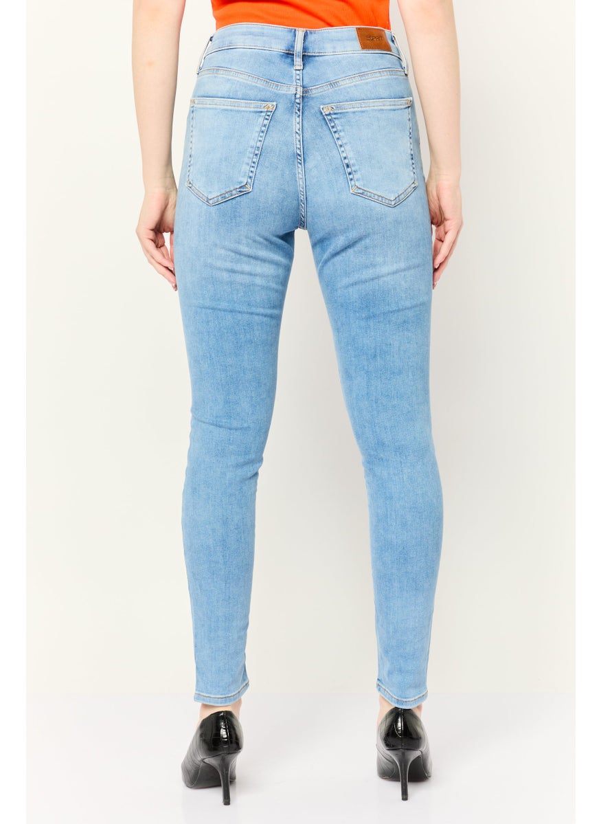 Women Skinny Fit High Rise Washed Stretchable Jeans, Blue