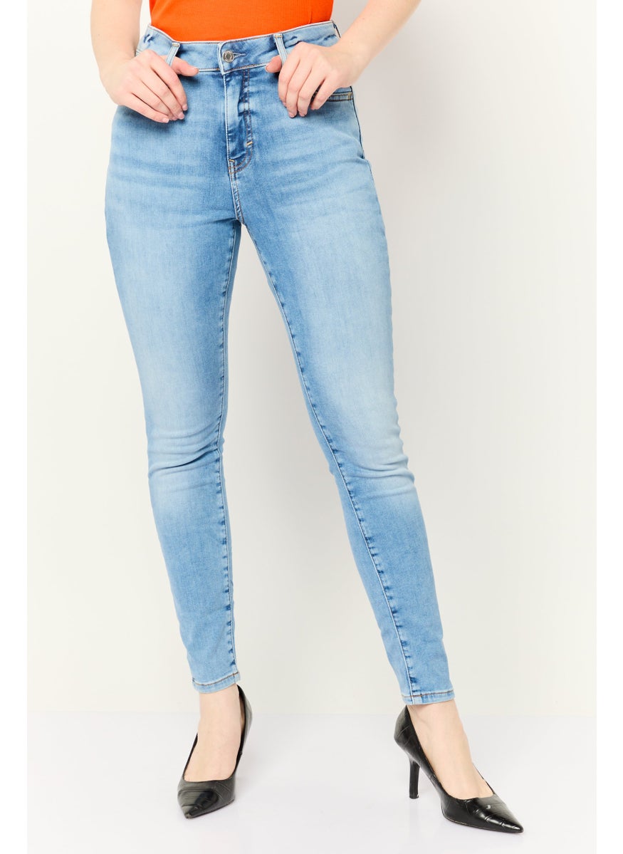 Women Skinny Fit High Rise Washed Stretchable Jeans, Blue