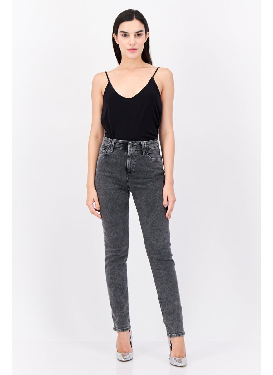 Women Slim Fit Washed Stretchable Jeans, Grey