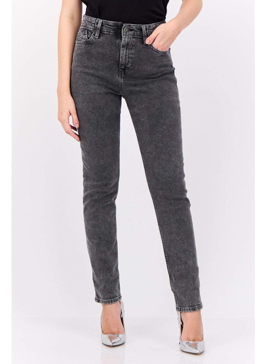 Women Slim Fit Washed Stretchable Jeans, Grey