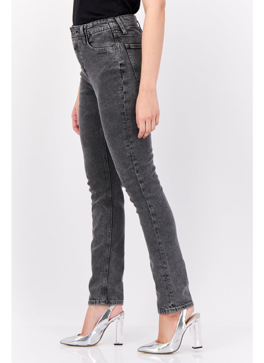 Women Slim Fit Washed Stretchable Jeans, Grey