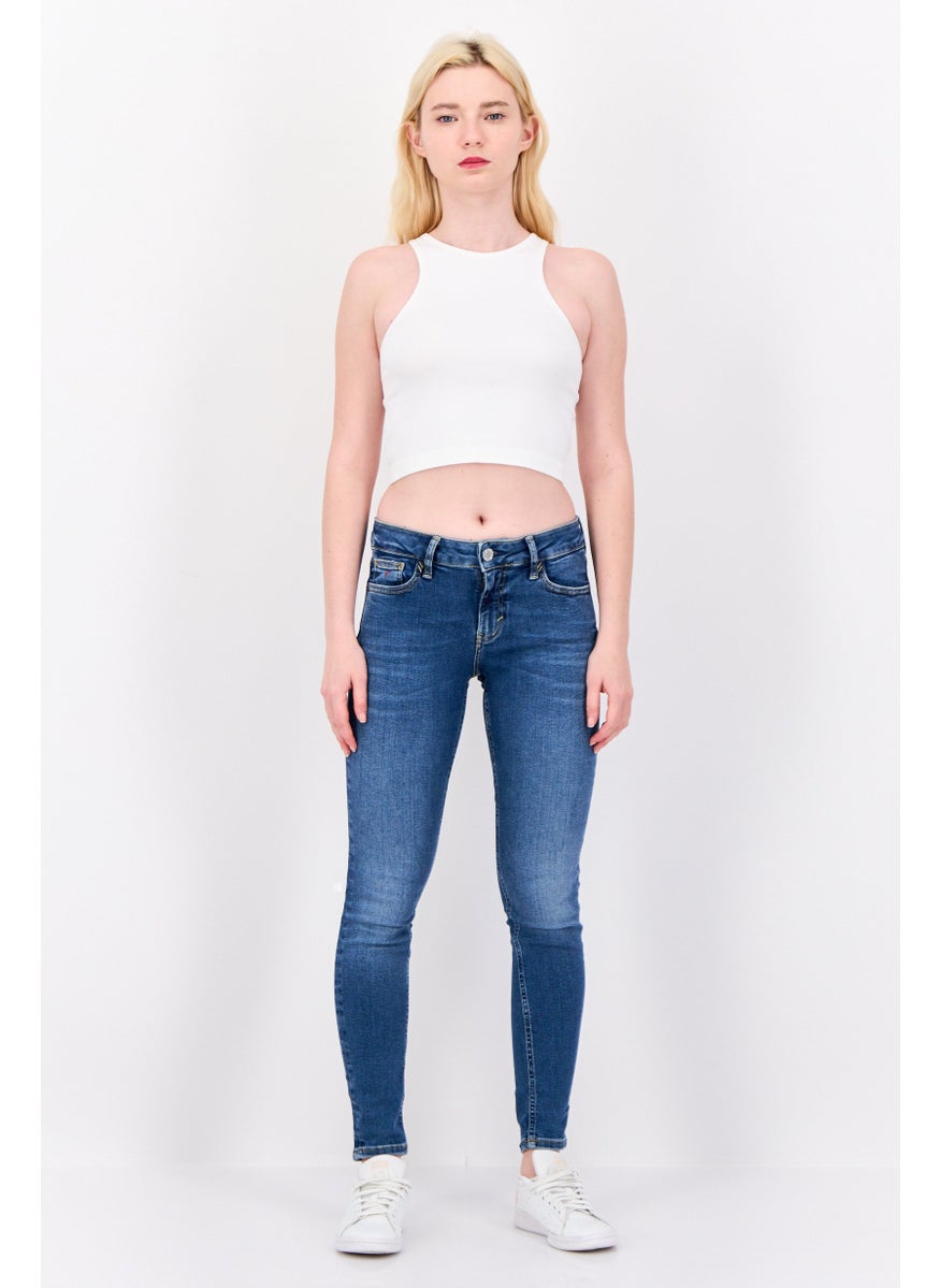 Women Skinny Fit Mid  Rise Wash Stretch Jeans, Mud Blue