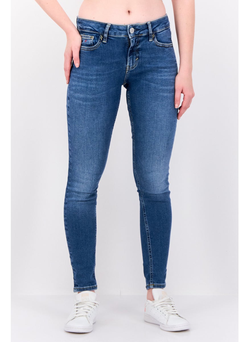 Women Skinny Fit Mid  Rise Wash Stretch Jeans, Mud Blue