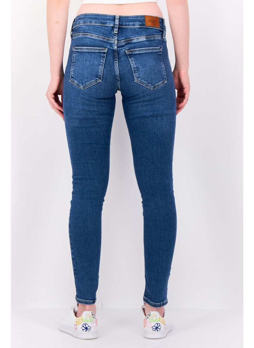 Women Skinny Fit Mid  Rise Wash Stretch Jeans, Mud Blue