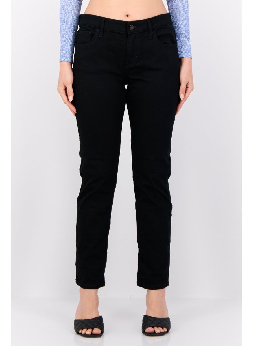 Women Slim Fit Solid Denim Jeans, Black