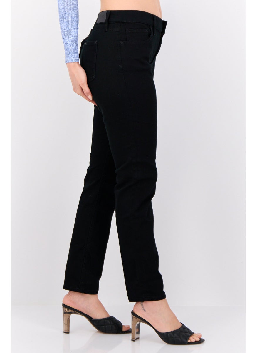 Women Slim Fit Solid Denim Jeans, Black