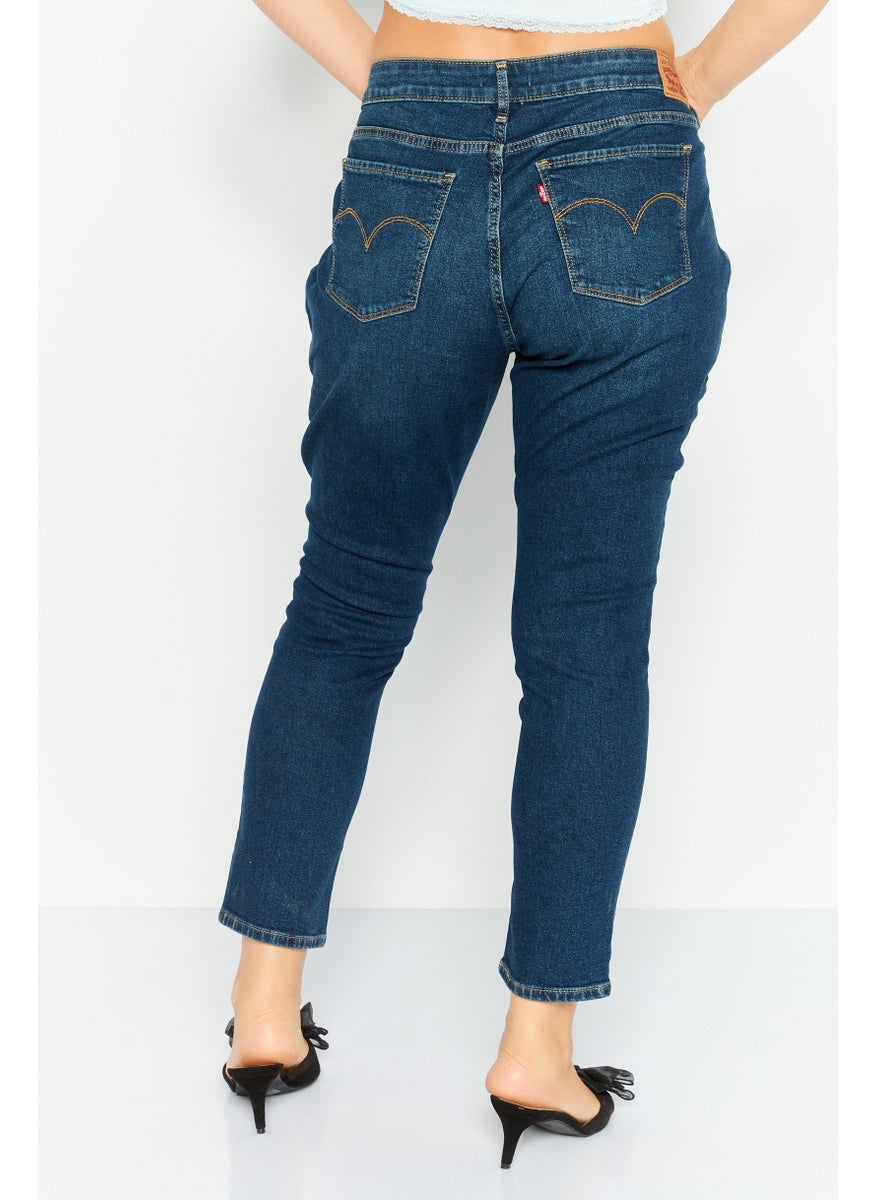 Women Skinny Fit Washed Stretch Jeans, Navy