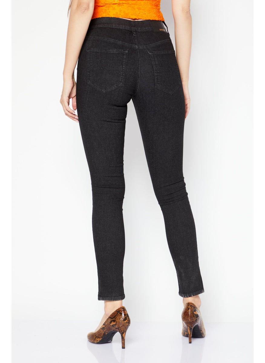 Women D-Roisin Super Skinny Fit Solid Jeans, Black