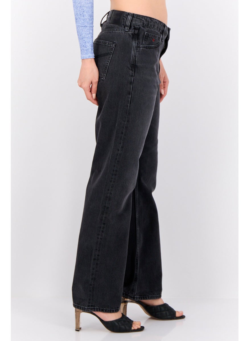 Women Straight Fit Washed No Stretch Jeans, Washed Black