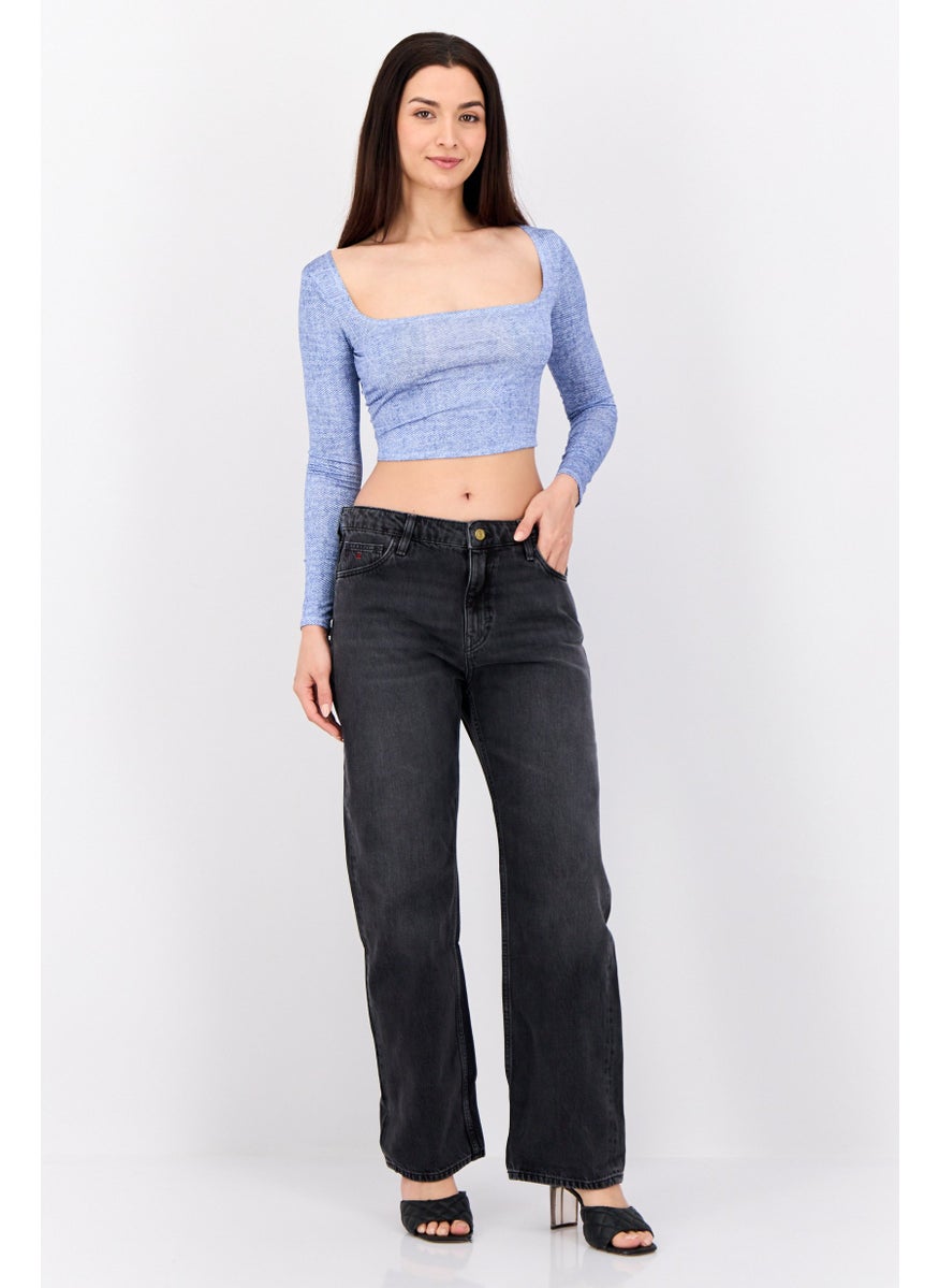 Women Straight Fit Washed No Stretch Jeans, Washed Black