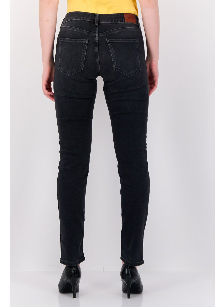 Women Slim Fit Washed Stretchable Jeans, Black