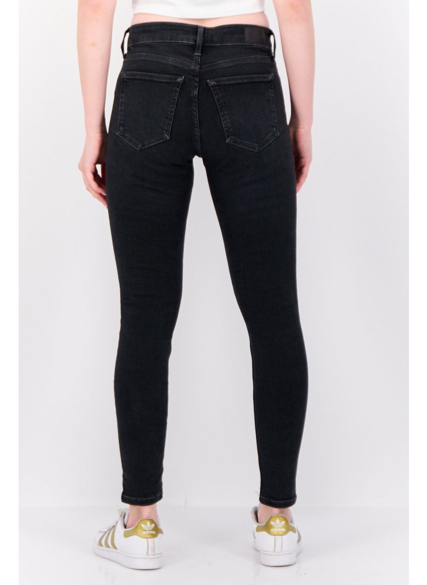 Women Skinny Fit Washed Stretchable Jeans, Black
