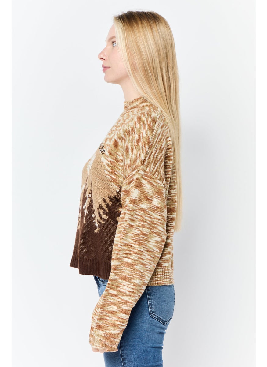 Women Space Dyed Sweater, Brown